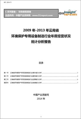 2009-2013年云南省環(huán)境保護專用設備制造行業(yè)經營狀況分析年報